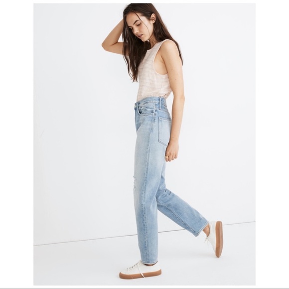 Madewell The Mom Jean Distressed Light Wash High Rise Sz 25 - Picture 4 of 11